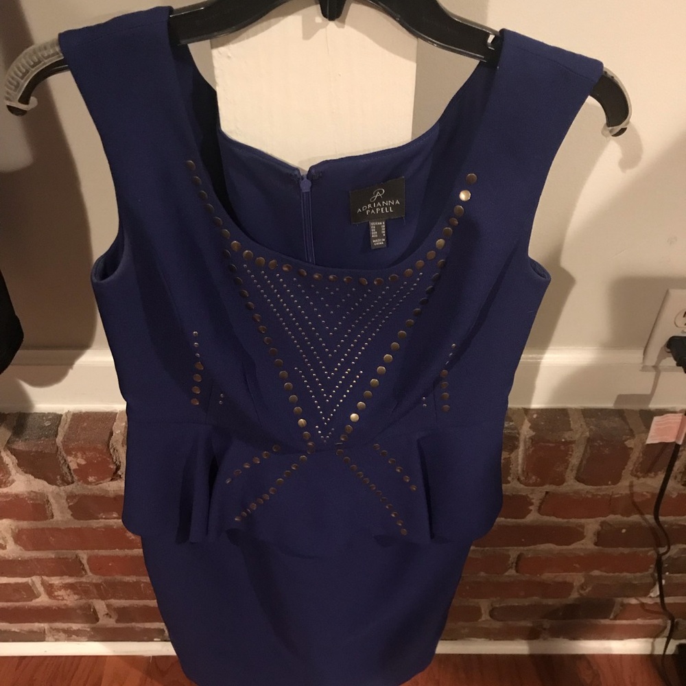 Blue peplum dress with studs